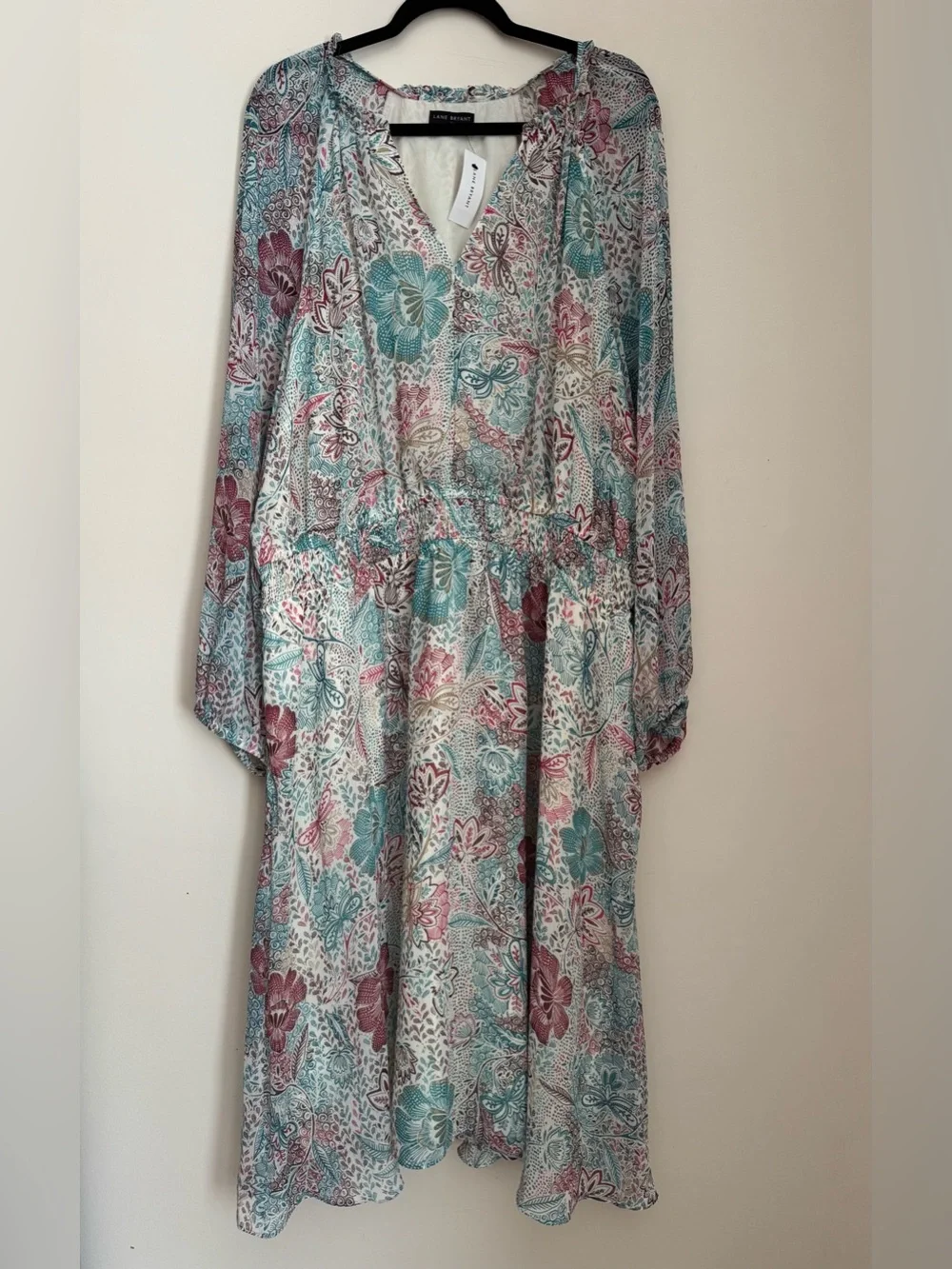 Lane Bryant Ruffle Detail Fit & Flare Midi Dress Women’s Size 24 NWT Floral
